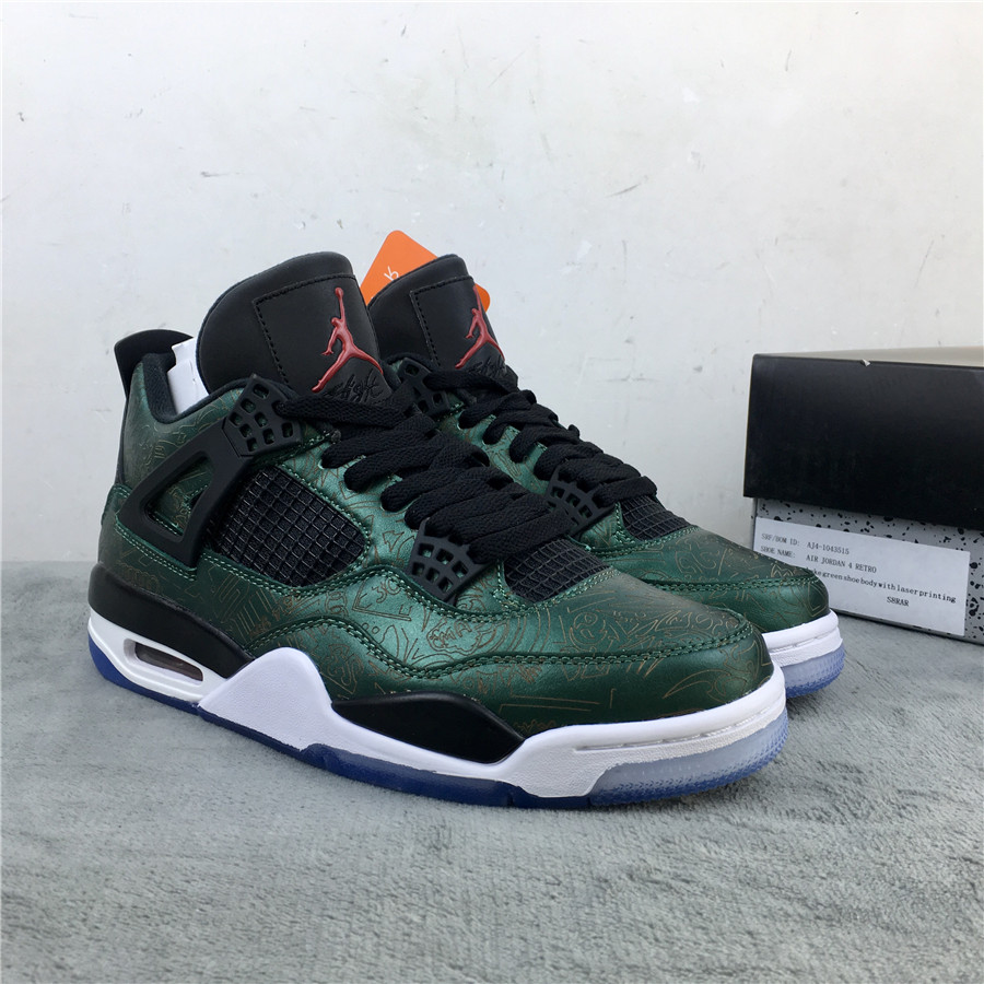 2019 Air Jordan 4 Laser Green Black White Shoes - Click Image to Close